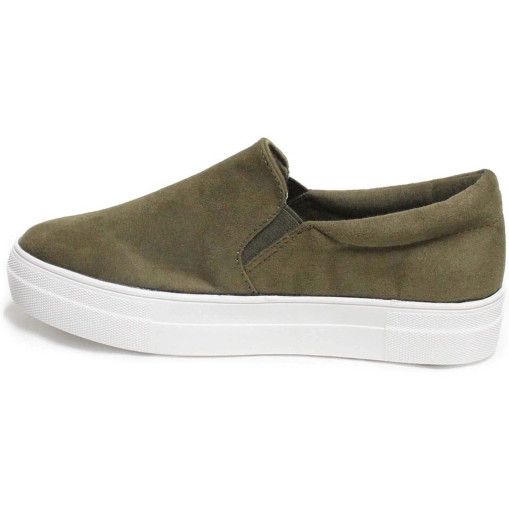 Women Olive Khaki Slip on Sneakers Platform Loafers Memory Foam Shoes Soda SZ 6 - Picture 2 of 2